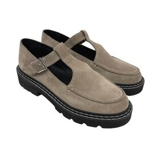 MAGUIRE Neiva Mary Jane Taupe Suede Chunky Lug Sole T-Strap Shoes 40 US 9.5-10
